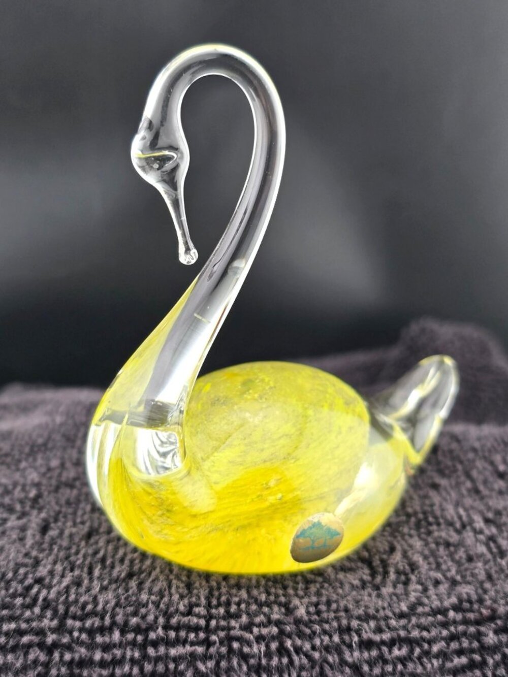 Ekenas Sweden Yellow Art Glass Swan Figurine Handblown Elegant Collectible - Picture 7 of 15